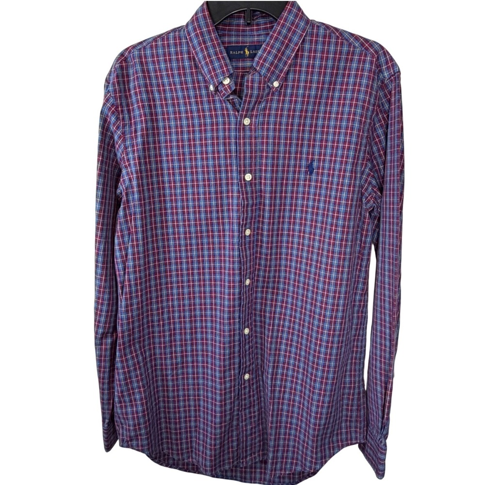 Ralph Lauren Mens Med Plaid Button Down Red Blue Yellow Cotton Long Slv 018